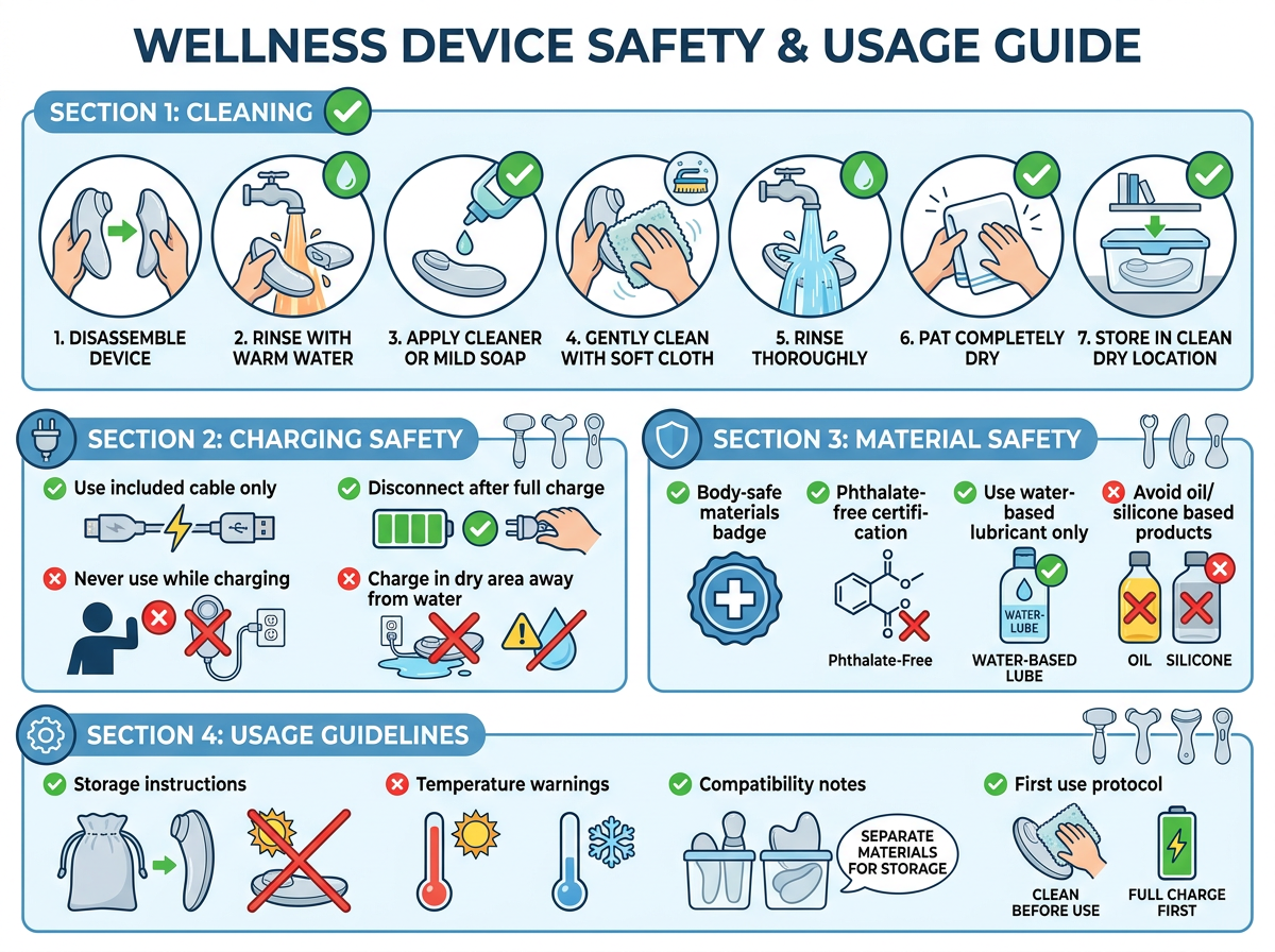 Complete wellness device safety and usage guide infographic